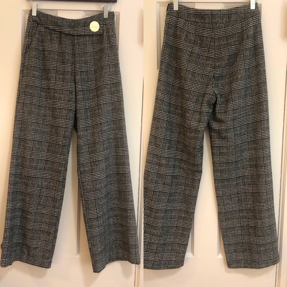 Zara Checkered Wide Leg Trousers Size XS